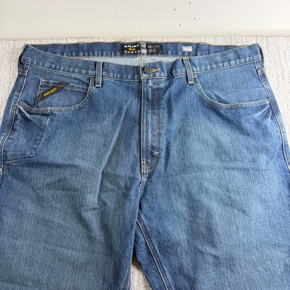 Ariat Rebar M4 Relaxed Boot Cut Jeans Mens Size 42x30 Blue Denim Workwear